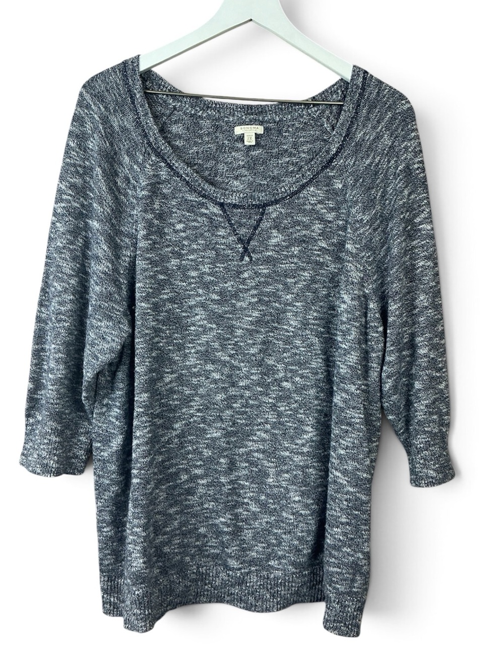 Sonoma Blue Marled Half Sleeve Pullover Sweater Women Sz 2X